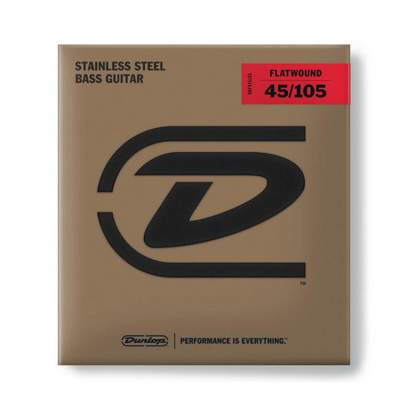 Dunlop DBFS45105 Stainless Steel Flatwound Bass Strings, 45-105