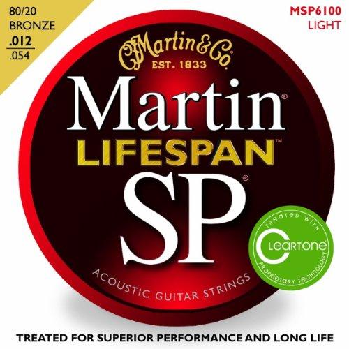 Martin 6100 SP Lifespan 80/20 Bronze Acoustic Guitar Strings, Light