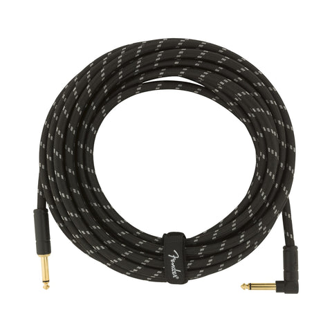 Fender 0990820077 25' Angled Deluxe Instrument Cable, Black Tweed