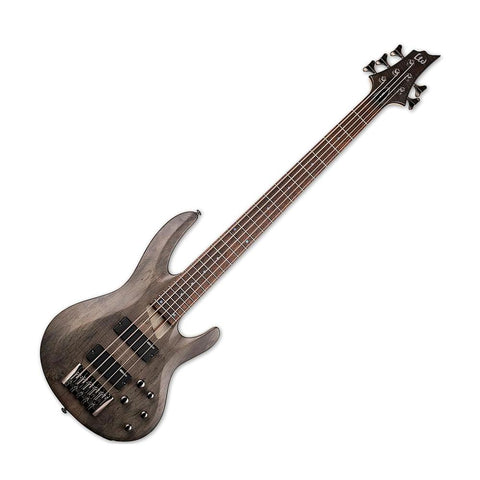 ESP LTD B-205SM Five-String Bass Guitar Spalted Maple, Black Satin